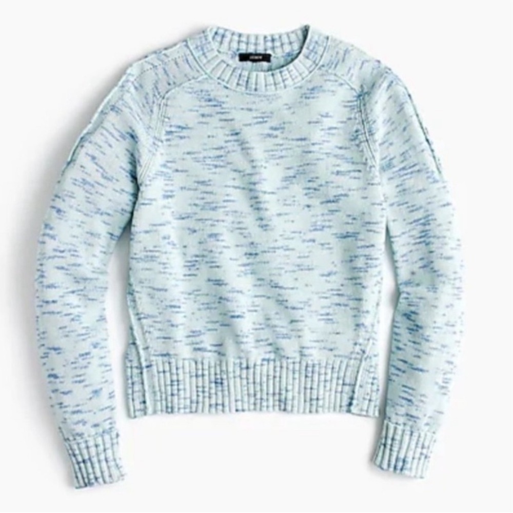 J.Crew Speckled Cotton Sweater (Sz XL) Sky Cabana Space Dye Blue